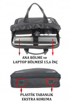 Case Club Erkek Evrak Çanta 15,6 inç Laptop Bölmeli Su Geçirmez Kumaş